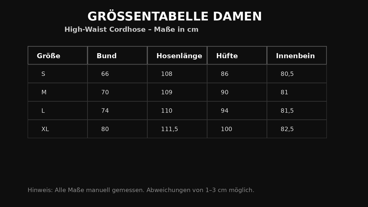 Damen High-Waist Cordhose – Wide Leg & Retro-Flare