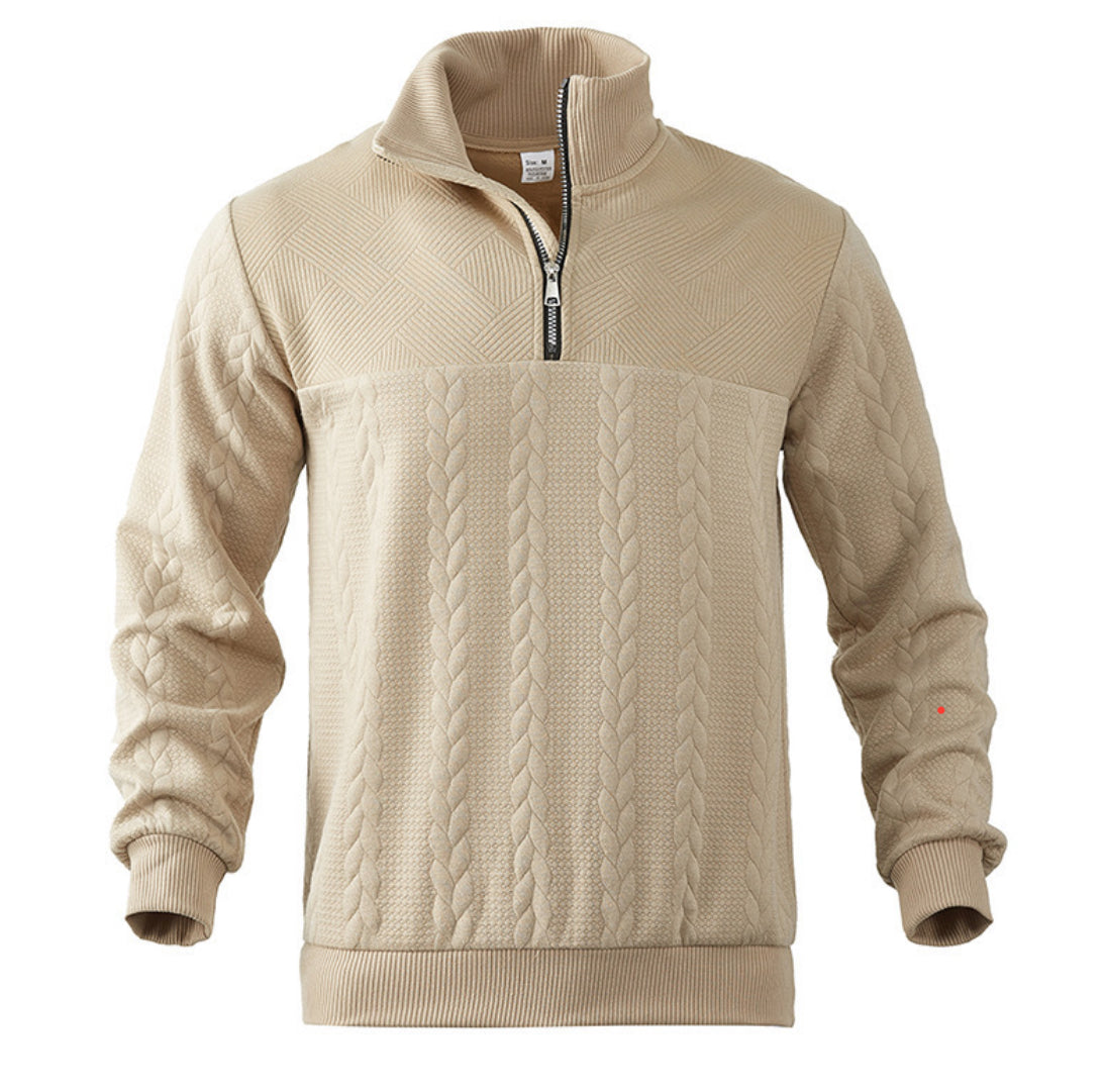 Herren Strickpullover – Warmer Winterpullover mit Reißverschluss | Weiches Jacquard-Muster | Kuschelig & Stilvoll