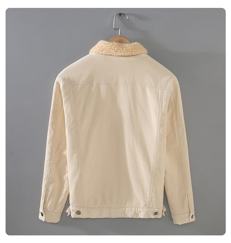 Herren Cordjacke im Retro-Workwear-Stil mit warmem Futter