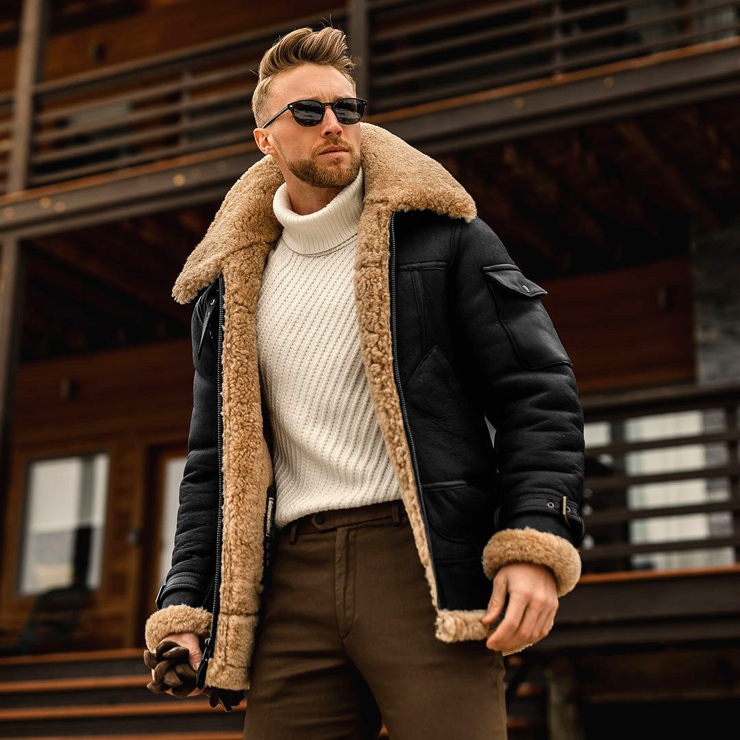 Winterjacke – Herren | Gefütterte Premium-Jacke mit Fellkragen