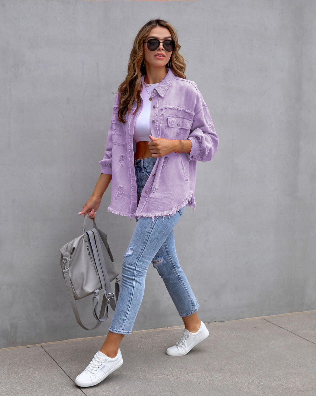 Damen Shirt-Jacke im Used-Look – Lässig, modern & vielseitig