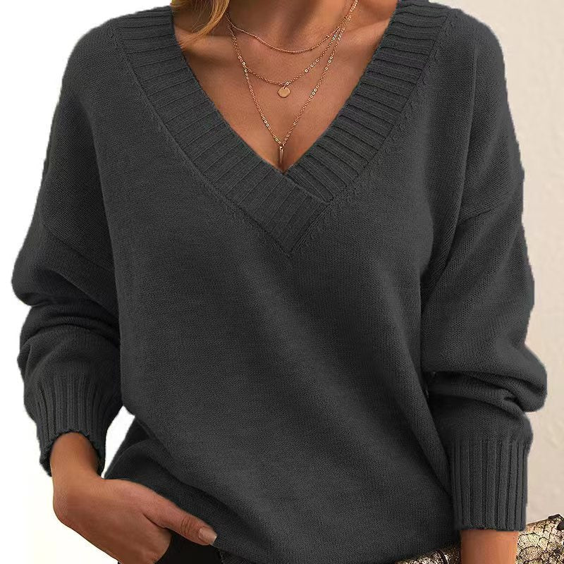 Damen Strickpullover mit V-Ausschnitt