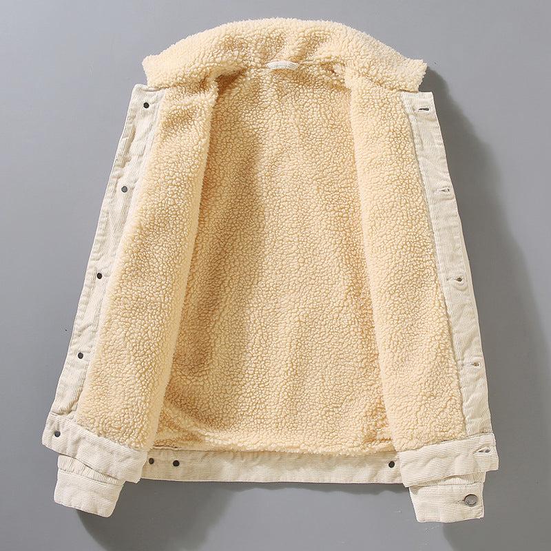 Herren Cordjacke im Retro-Workwear-Stil mit warmem Futter