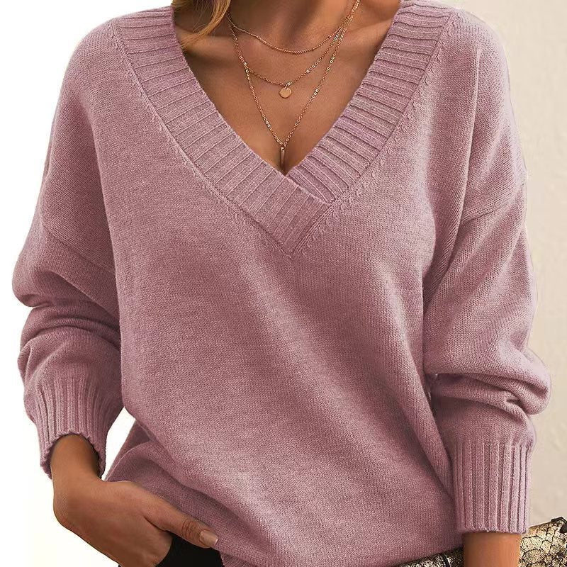 Damen Strickpullover mit V-Ausschnitt