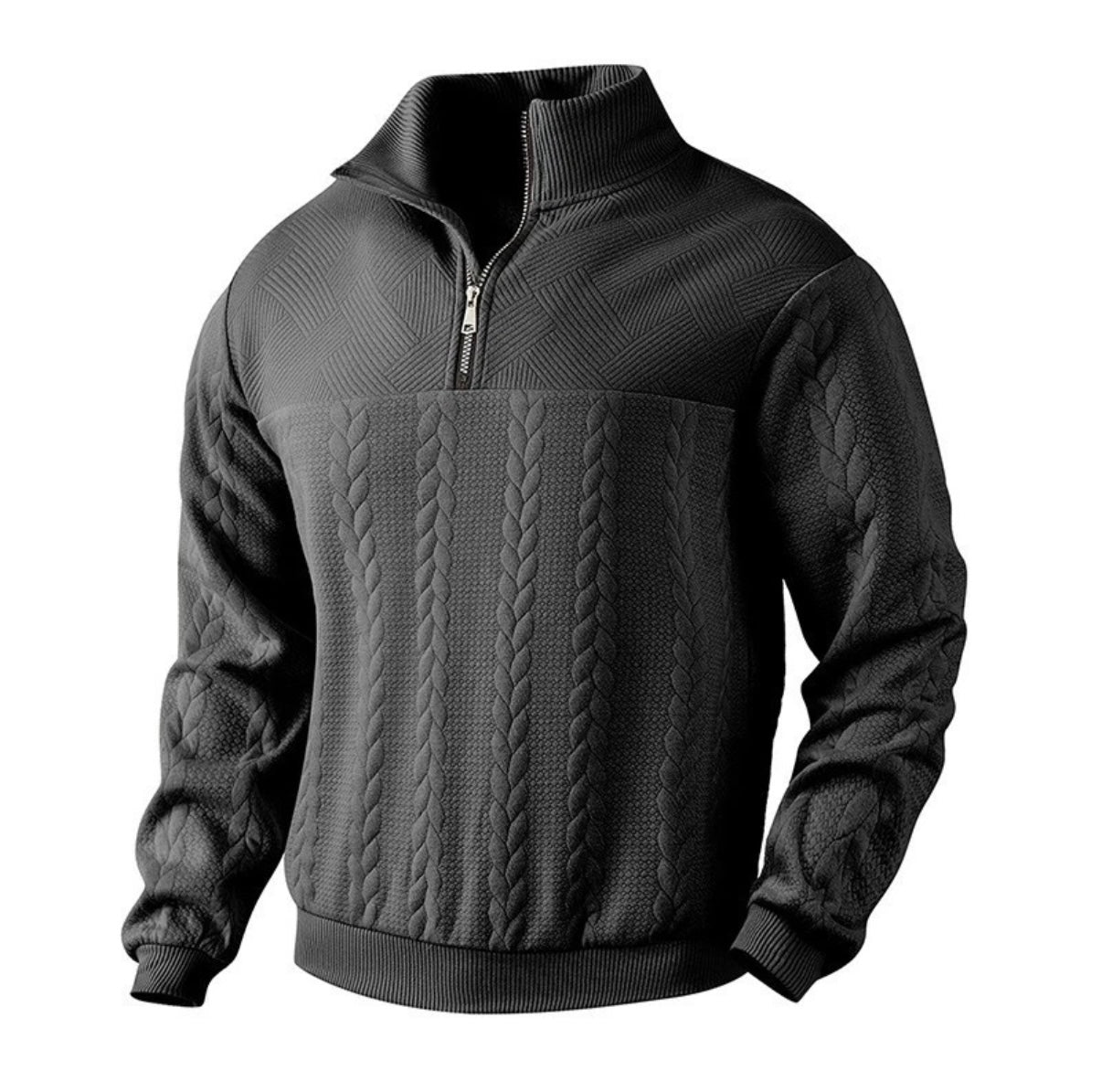 Herren Strickpullover – Warmer Winterpullover mit Reißverschluss | Weiches Jacquard-Muster | Kuschelig & Stilvoll