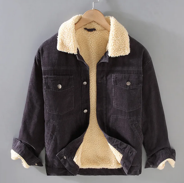 Herren Cordjacke im Retro-Workwear-Stil mit warmem Futter