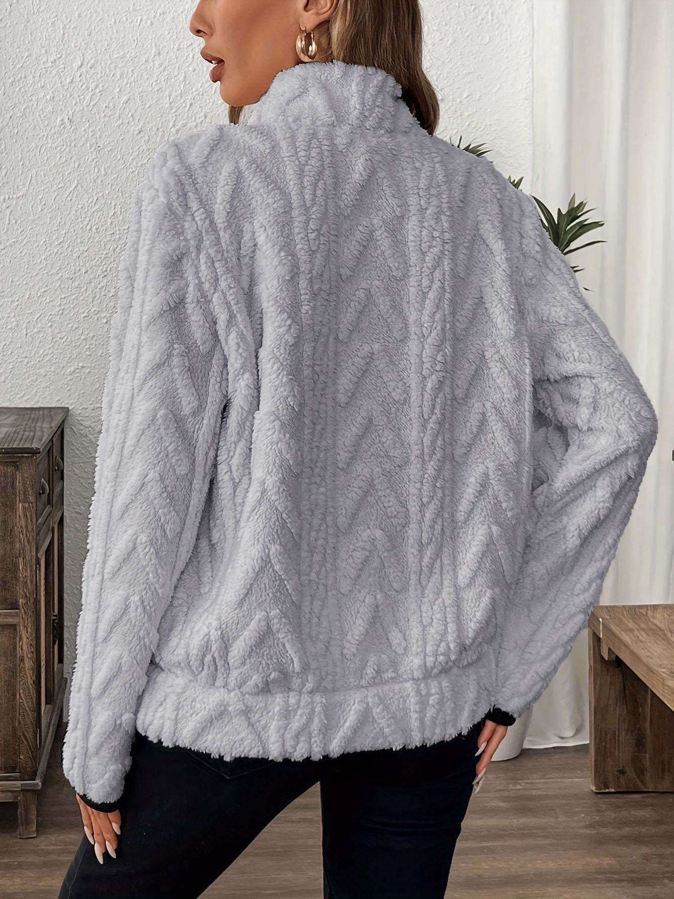 Damen Jacquard Half-Zip Pullover – Klassisch, warm & bequem