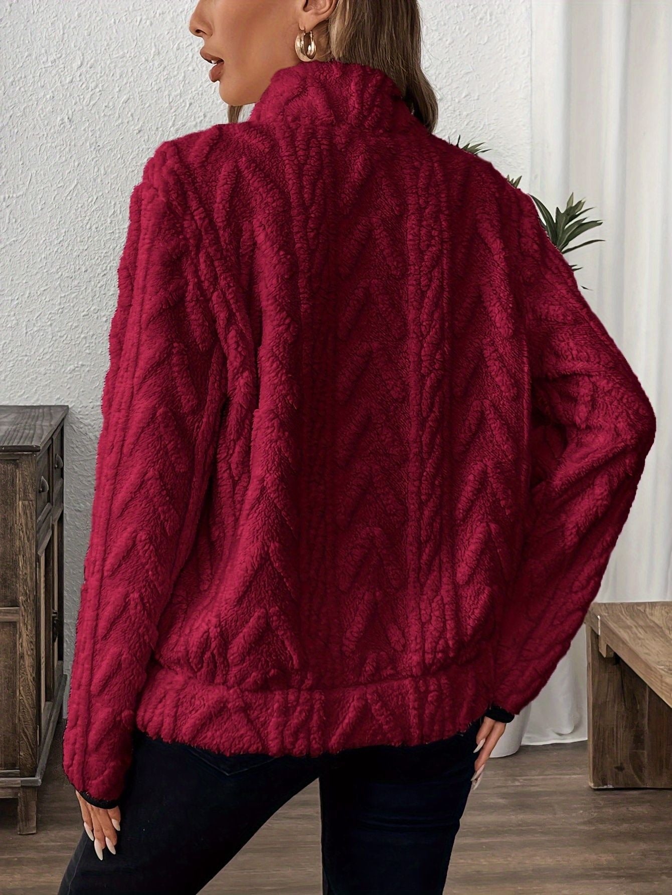 Damen Jacquard Half-Zip Pullover – Klassisch, warm & bequem