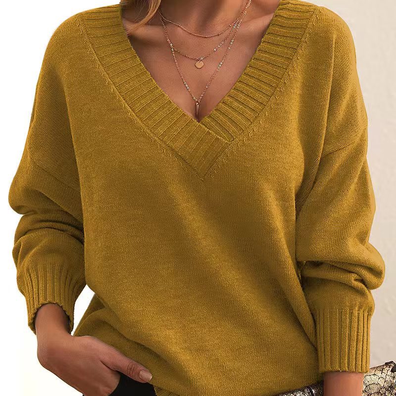 Damen Strickpullover mit V-Ausschnitt