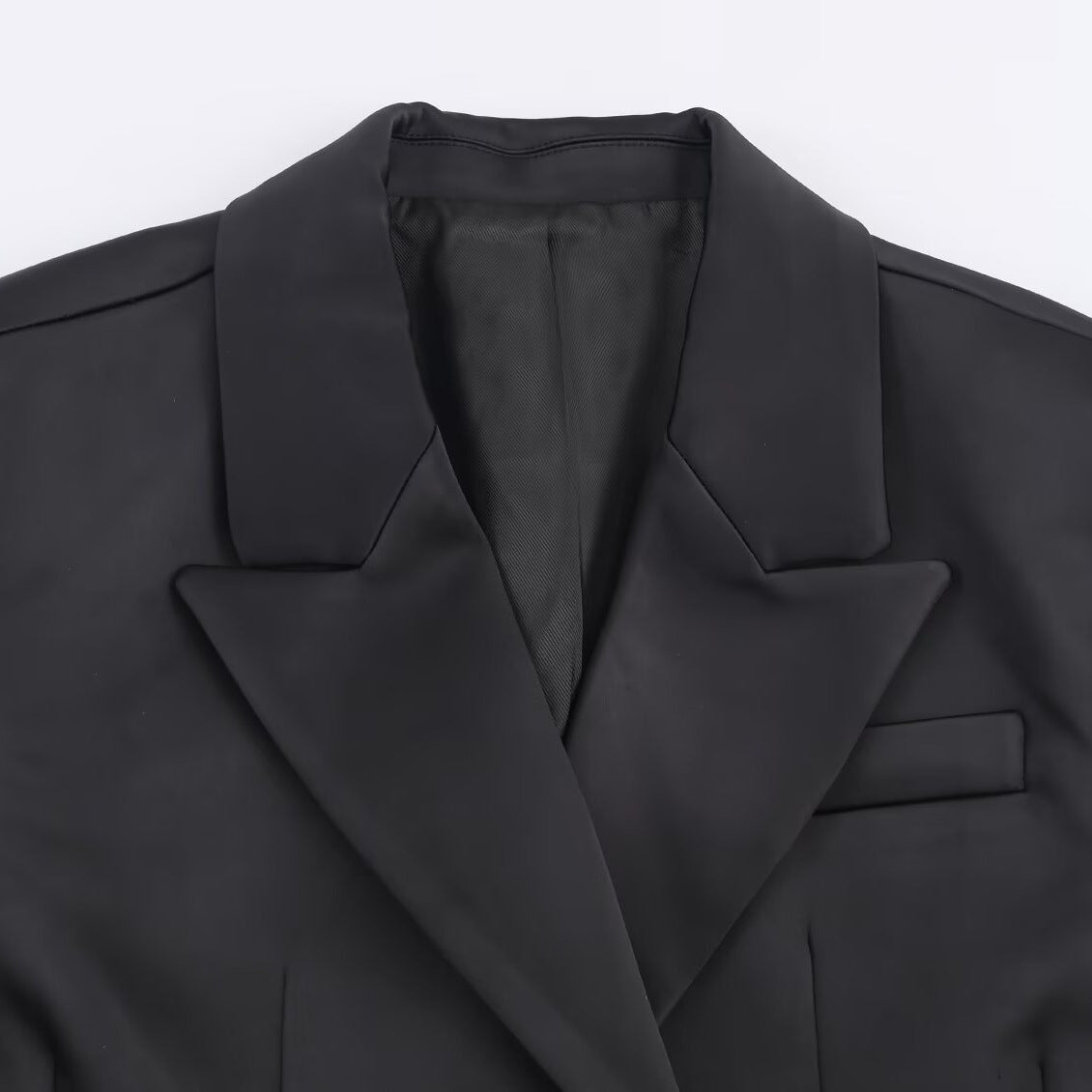 Damen Satin Zweiteiler – Blazer & High-Waist Hose