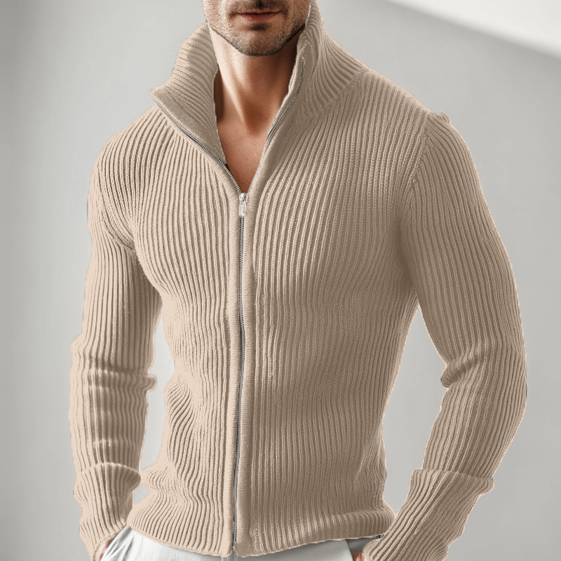 Herren Strickjacke mit Reißverschluss & Stehkragen – Warm & Modern
